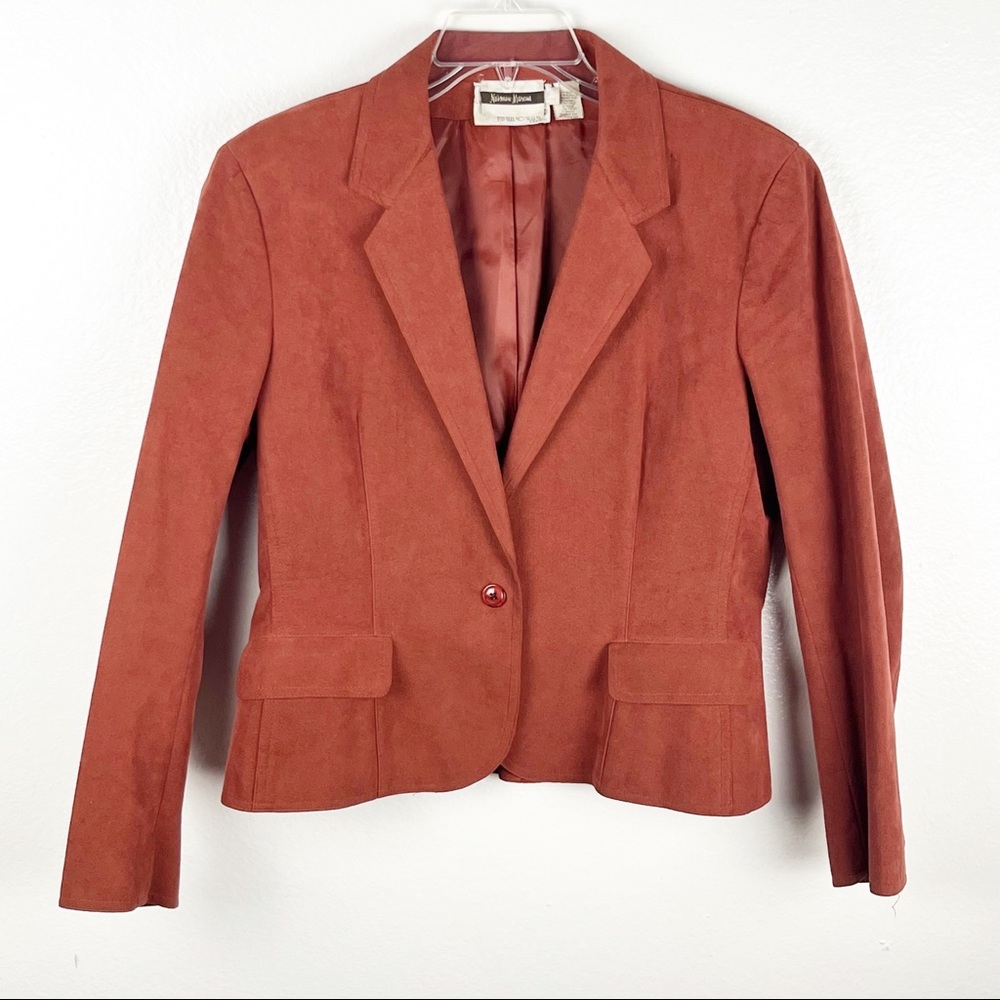 NEIMAN MARCUS Suede Copper Single Button Pocket Lined Blazer Small Western Boho
